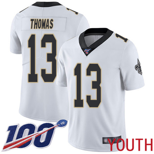 New Orleans Saints Limited White Youth Michael Thomas Road Jersey NFL Football #13 100th Season Vapor Untouchable Jersey->youth nfl jersey->Youth Jersey